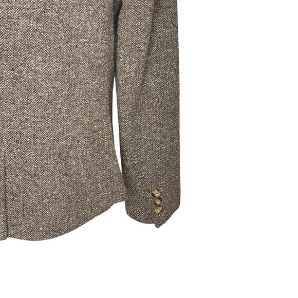 VTG LL Bean brown herringbone tweed blazer jacket size M Reg. Tweed, Silk, Wool - Picture 8 of 14